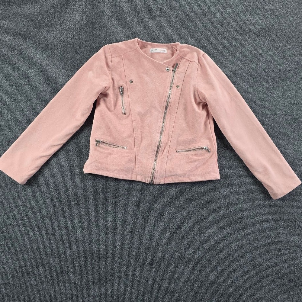 Minoti Pink Faux Suede Moto Jacket Girls Size 12 13 Years‎